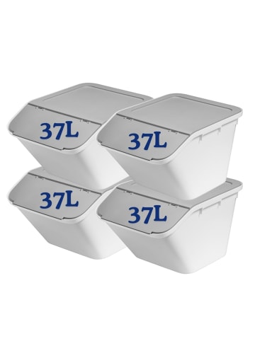 SmartStore 4er-Set Aufbewahrungsbox Collect Stack-it Weiß/Grau 37L