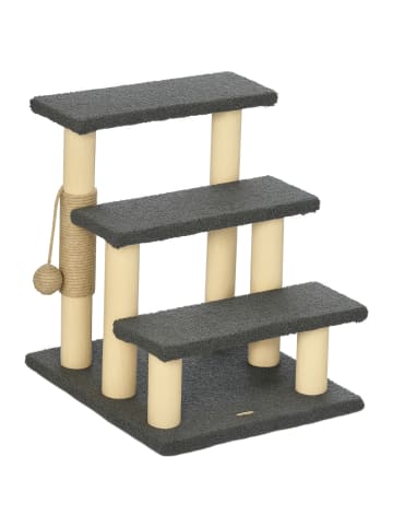 Pawhut Katzentreppe Grau+Naturholz 45L x 40B x 48H cm