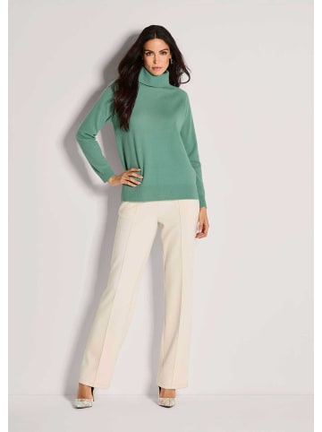 MADELEINE Rollkragenpullover mit Rippstrick-Details in hellsalbeigrün