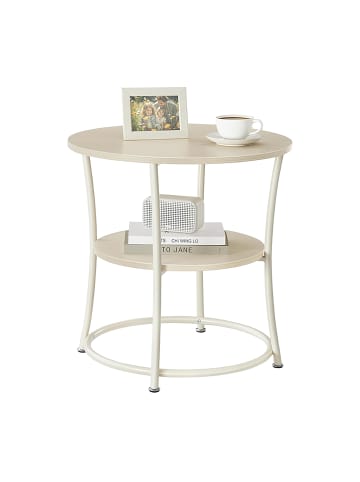 relaxdays Beistelltisch in Natur/ Creme - (H)55 x Ø 55 cm