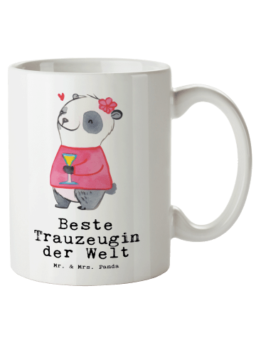 Mr. & Mrs. Panda Weiße Tasse Panda Beste Trauzeugin der Welt mit... in Weiß
