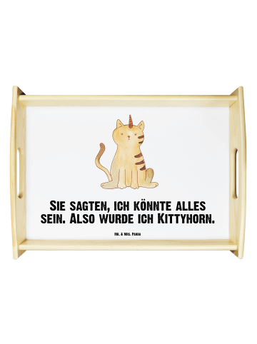 Mr. & Mrs. Panda Dekotablett Einhorn Katze mit Spruch in Weiß