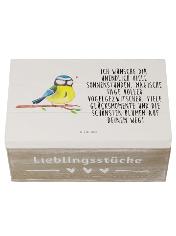 Mr. & Mrs. Panda Geschenkdose Vogel Blaumeise mit Spruch in Weiß