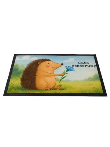 Mr. & Mrs. Panda Fußmatte Igel Blumen Design mit Spruch in Weiß