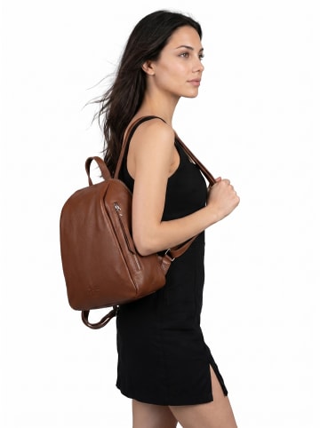 Samantha Look City-Rucksack echt Leder in cognac