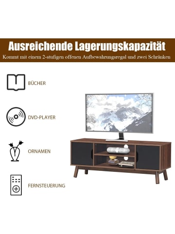 COSTWAY TV-Lowboard 120 cm in Schwarz