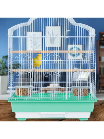 relaxdays Vogelkäfig in Grün - (B)46,5 x (H)56,5 x (T)35,5 cm