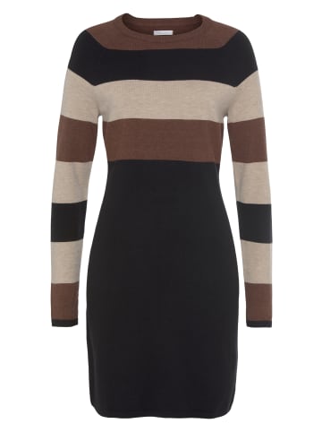 Tamaris Strickkleid in schwarz sand gestreift
