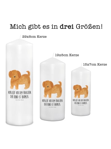 Mr. & Mrs. Panda Kerze Hund Flauschig mit Spruch in Weiß