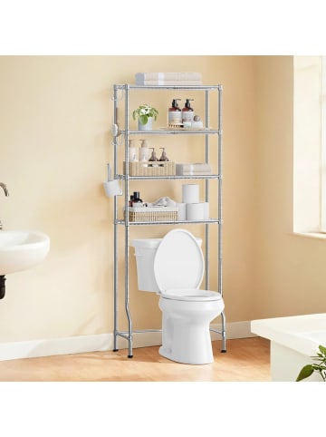 SONGMICS Badregal Badezimmerregal Dalten in Grau - (B)63 x (H)176 x (T)30 cm
