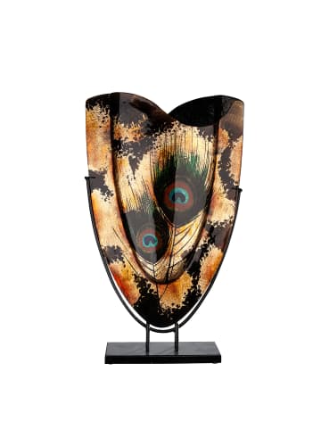 GILDE Vase "Peacock" in Braun/ Gold/ Schwarz - H. 49 cm - B. 28 cm