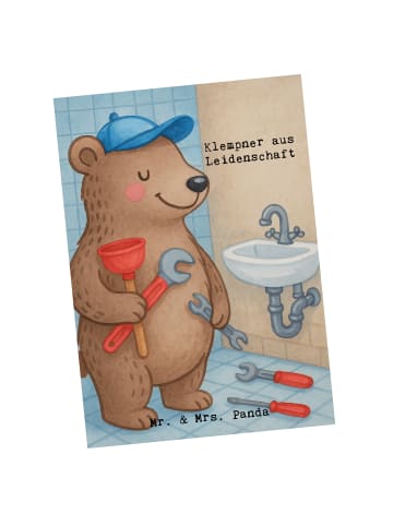Mr. & Mrs. Panda Grußkarte Klempner Leidenschaft Design mit Spruch in Weiß