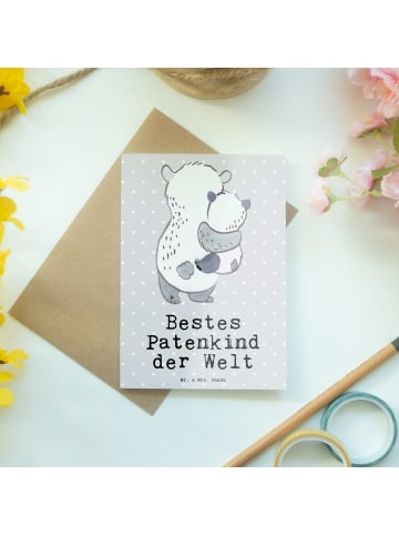 Mr. & Mrs. Panda Grußkarte Panda Bestes Patenkind der Welt mit S... in Grau Pastell