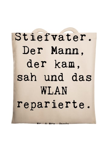 Mr. & Mrs. Panda Tragetasche Stiefvater Held mit Spruch in Creme