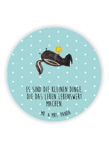 Mr. & Mrs. Panda haftmagnet Stinktier Ball mit Spruch in Türkis Pastell