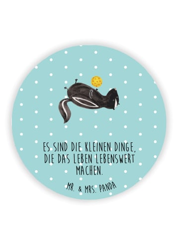 Mr. & Mrs. Panda Rund Magnet Stinktier Ball mit Spruch in Türkis Pastell