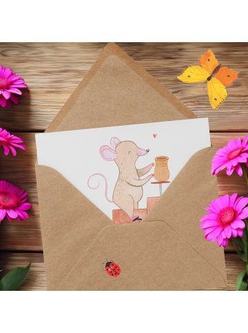 Mr. & Mrs. Panda Grußkarte Maus Töpfern mit Spruch in Weiß