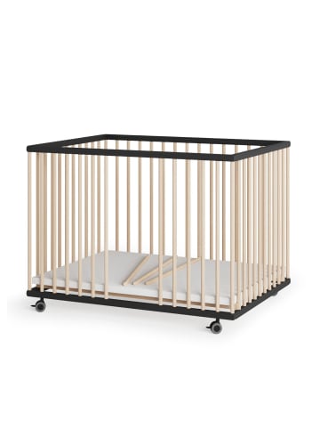 Sämann Sämann Laufgitter mit Schlupfsprossen & Lattenrost - schwarz/natur - Premium