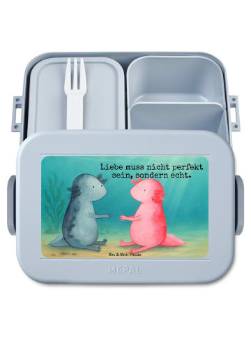 Mr. & Mrs. Panda MEPAL Bentobox Axolotl Liebe Design mit Spruch in Blau Pastell