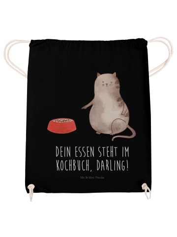 Mr. & Mrs. Panda Baumwoll Turnbeutel Katze Fressen mit Spruch in Schwarz