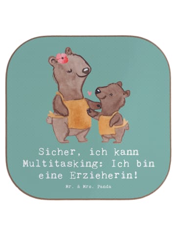 Mr. & Mrs. Panda Glasuntersetzer Erzieherin Multitasking mit Spruch in Meeresbrise