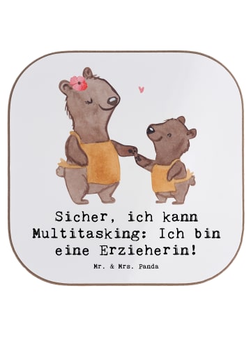 Mr. & Mrs. Panda Tassenuntersetzer Erzieherin Multitasking mit S... in Weiß