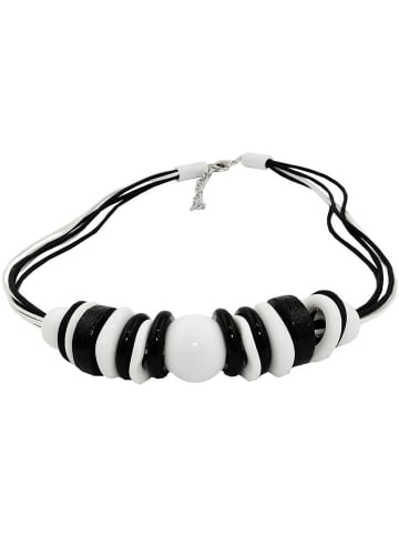 Gallay Perlenkette schwarz-weiß 45cm lang in schwarz