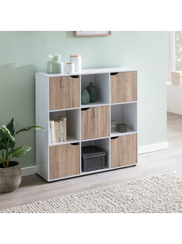 KADIMA DESIGN Sideboard MASSA 89 x 91 x 29 cm Bücherregal mit 9 Fächern Sonoma,