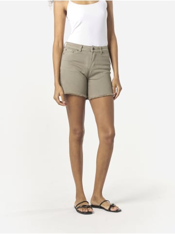 KOROSHI Einfache schmale Baumwollshorts in khaki