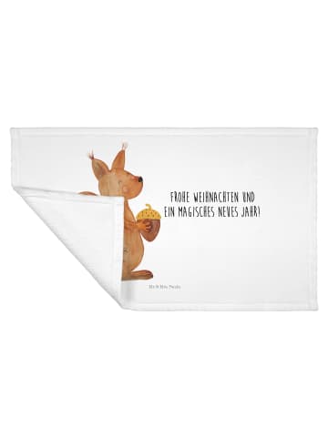 Mr. & Mrs. Panda Handtuch Gäste-WC Eichhörnchen Weihnachtszeit m... in Weiß