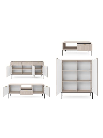 Feldmann-Wohnen Wohnzimmer-Set Nova Kaschmir / Schwarz 4-teilig