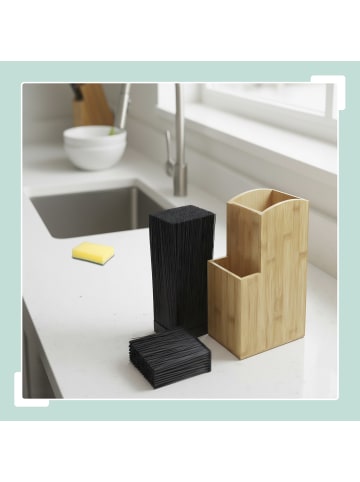 relaxdays Messerblock in Natur/ Schwarz - (B)11,5 x (H)25,5 x (T)18 cm