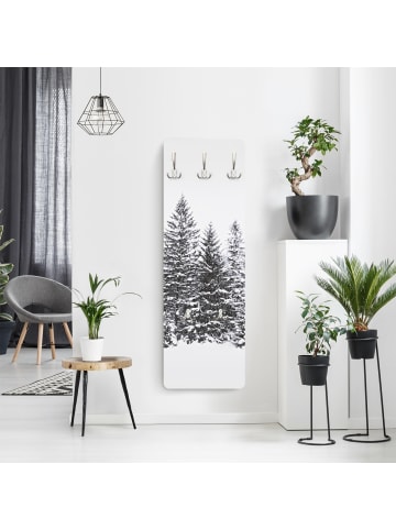 WALLART Garderobe - Dunkle Winterlandschaft in Weiß