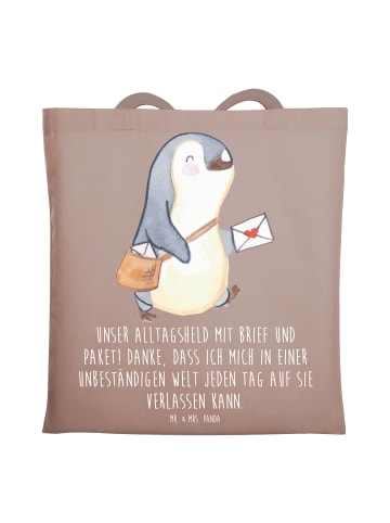 Mr. & Mrs. Panda Tragetasche Briefe & Pakete mit Spruch in Braun Pastell
