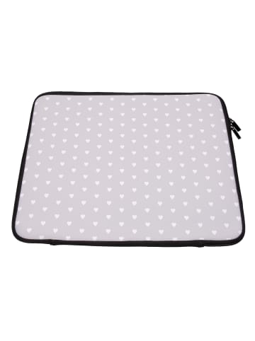 Mr. & Mrs. Panda Laptop Tasche Bär und Hase Umarmen mit Spruch in Grau Pastell