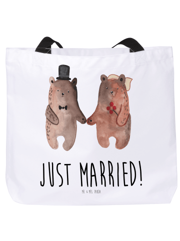Mr. & Mrs. Panda Shopper Bär Heirat mit Spruch in Weiß