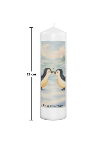 Mr. & Mrs. Panda Kerze Pinguin Liebe Design ohne Spruch in Weiß