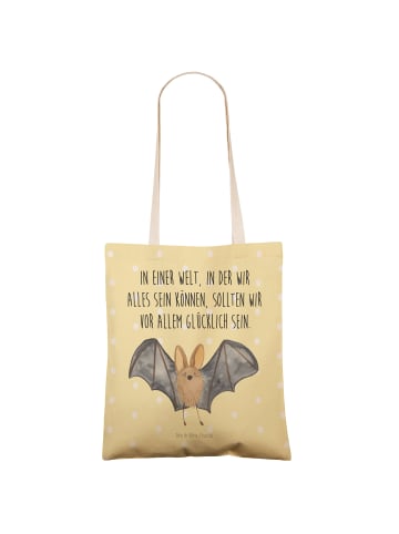 Mr. & Mrs. Panda Tasche Fledermaus Flügel mit Spruch in Gelb Pastell