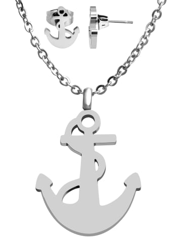 Adeliás Damen Halskette aus Edelstahl 43 cm in silber