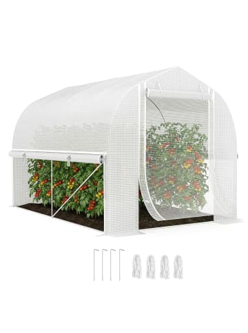 Outsunny Gewächshaus,300L x 200B x 200H cm,Weiß