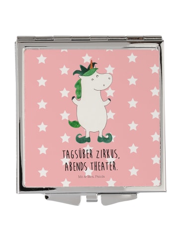 Mr. & Mrs. Panda Kosmetikspiegel Einhorn Joker mit Spruch in Rot Pastell