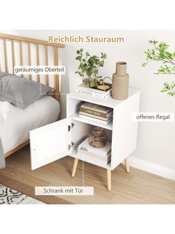 COSTWAY Nachttisch Rattan 2er Set 40x39x70cm in Weiß