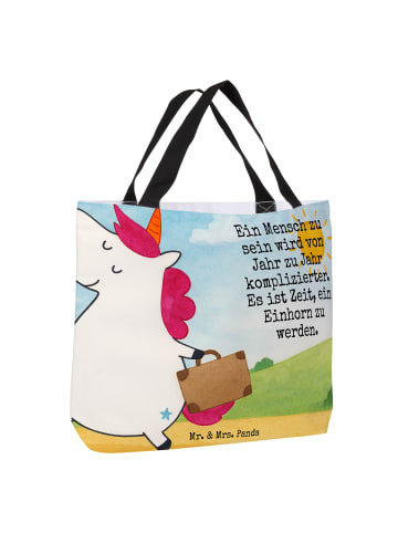 Mr. & Mrs. Panda Tote Bag Einhorn Koffer Design mit Spruch in Weiß