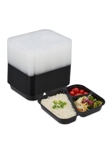 relaxdays 48 x Meal Prep Box in Schwarz/ Transparent