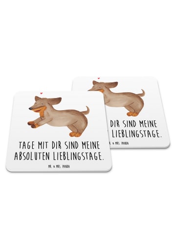 Mr. & Mrs. Panda Untersetzer für Gläser Hund Dackel mit Spruch in Weiß