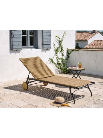 Beliani Gartenliege LASCARI in Braun/Schwarz - (W) 69 x (H) 86 x (L) 200 cm