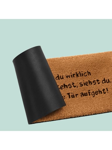 relaxdays Fußmatte "Ob du wirklich richtig stehst..." in Natur/ Schwarz - 60 x 40 cm