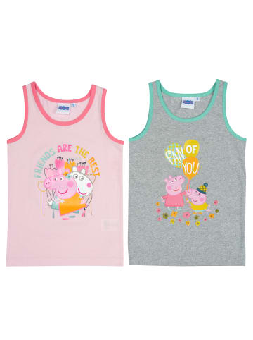 Peppa Pig 2er Pack Peppa Wutz Unterhemd in grau/rosa