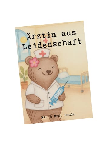 Mr. & Mrs. Panda Postkarte Ärztin Leidenschaft Design mit Spruch in Weiß