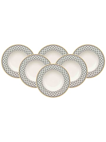 Villeroy & Boch 6er Set Suppenteller Audun Promenade ø 24,2 cm in weiß-grau-gelb